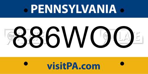 886WOO Pennsylvania License Plate