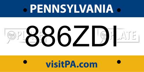 886ZDI Pennsylvania License Plate