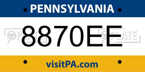 8870EE Pennsylvania License Plate