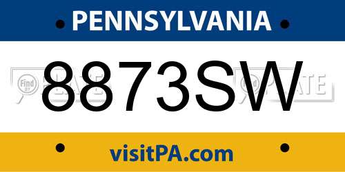 8873SW Pennsylvania License Plate