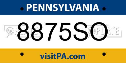 8875SO Pennsylvania License Plate