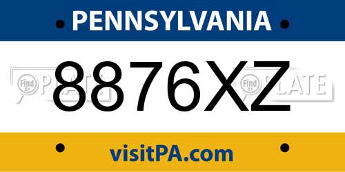 8876XZ Pennsylvania License Plate