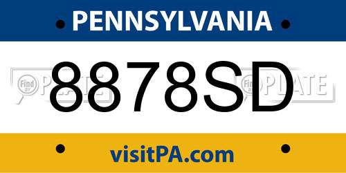 8878SD Pennsylvania License Plate