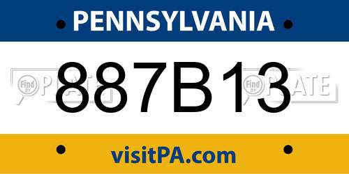 887B13 Pennsylvania License Plate