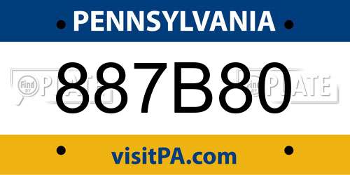 887B80 Pennsylvania License Plate