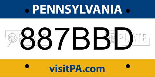887BBD Pennsylvania License Plate