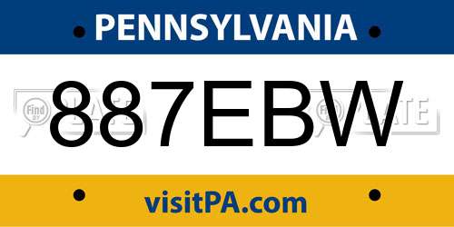887EBW Pennsylvania License Plate