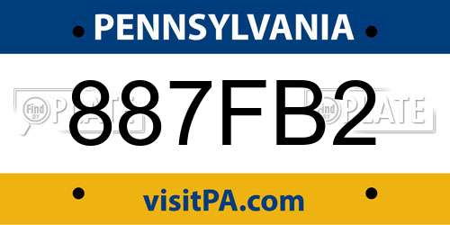 887FB2 Pennsylvania License Plate