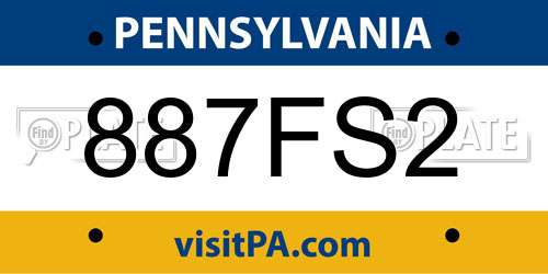887FS2 Pennsylvania License Plate