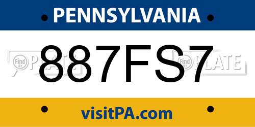 887FS7 Pennsylvania License Plate