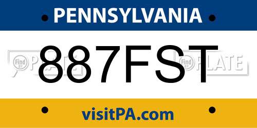 887FST Pennsylvania License Plate