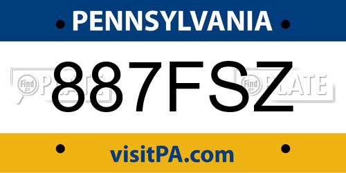 887FSZ Pennsylvania License Plate