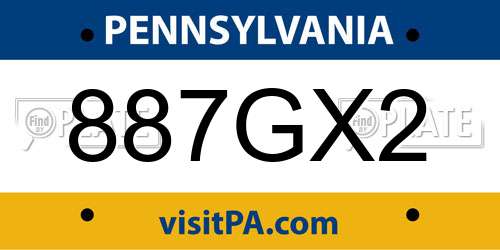 887GX2 Pennsylvania License Plate