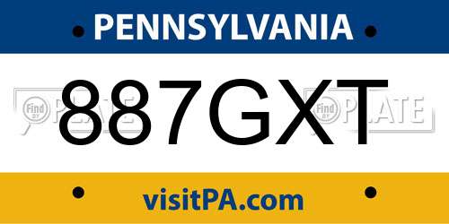 887GXT Pennsylvania License Plate