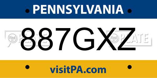 887GXZ Pennsylvania License Plate