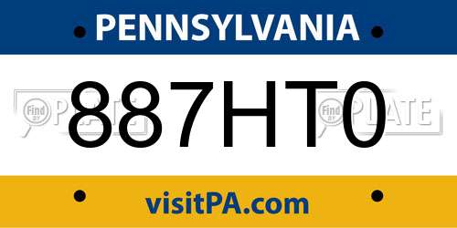 887HT0 Pennsylvania License Plate