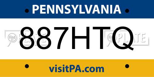 887HTQ Pennsylvania License Plate