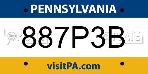 887P3B Pennsylvania License Plate