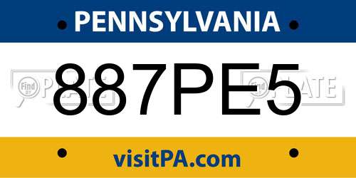 887PE5 Pennsylvania License Plate
