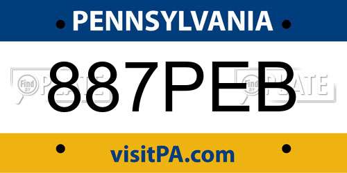 887PEB Pennsylvania License Plate