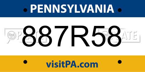 887R58 Pennsylvania License Plate