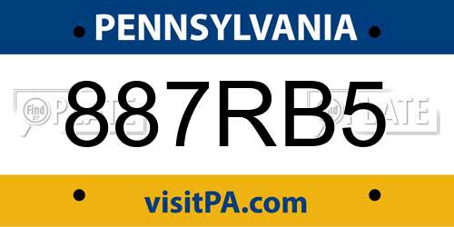 887RB5 Pennsylvania License Plate