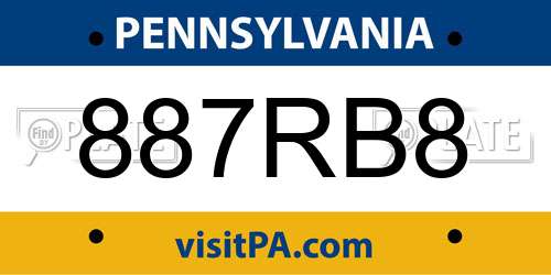 887RB8 Pennsylvania License Plate