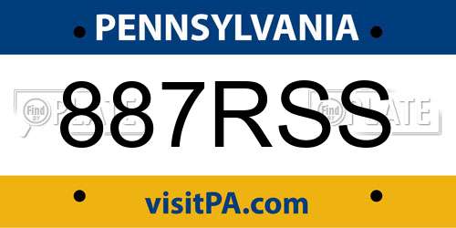 887RSS Pennsylvania License Plate