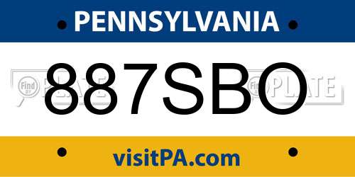 887SBO Pennsylvania License Plate