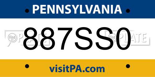 887SS0 Pennsylvania License Plate