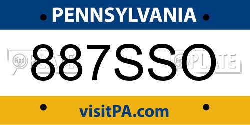 887SSO Pennsylvania License Plate