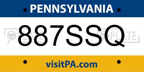 887SSQ Pennsylvania License Plate