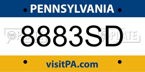 8883SD Pennsylvania License Plate