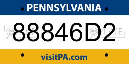 88846D2 Pennsylvania License Plate