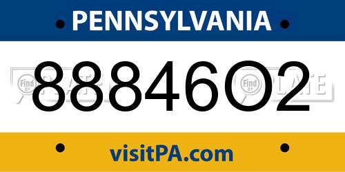 88846O2 Pennsylvania License Plate