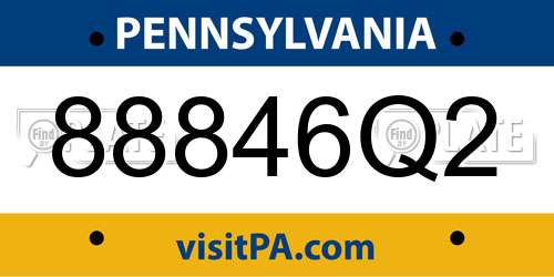 88846Q2 Pennsylvania License Plate