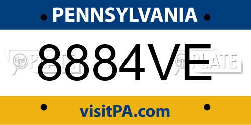 8884VE Pennsylvania License Plate
