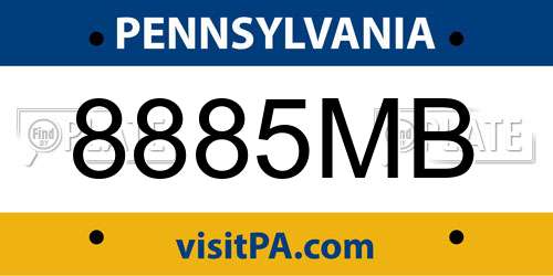 8885MB Pennsylvania License Plate