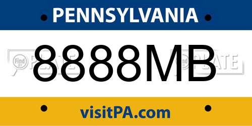 8888MB Pennsylvania License Plate