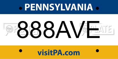 888AVE Pennsylvania License Plate