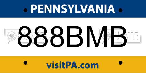888BMB Pennsylvania License Plate