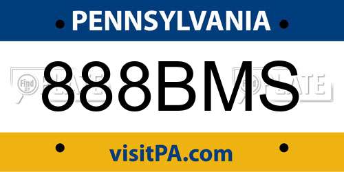 888BMS Pennsylvania License Plate