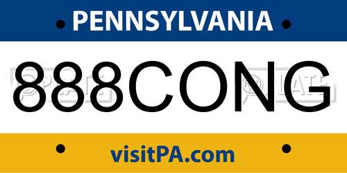 888CONG Pennsylvania License Plate
