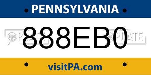 888EB0 Pennsylvania License Plate