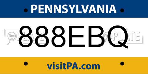 888EBQ Pennsylvania License Plate
