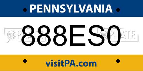 888ES0 Pennsylvania License Plate