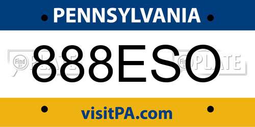 888ESO Pennsylvania License Plate