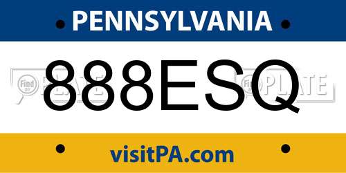 888ESQ Pennsylvania License Plate