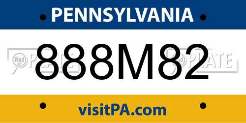 888M82 Pennsylvania License Plate