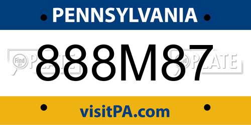 888M87 Pennsylvania License Plate